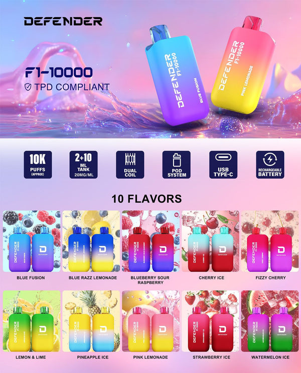 Defender F1 - 10000 Prefilled Pod Vape Kit ( Box of 5 ) - Wholesale Price !