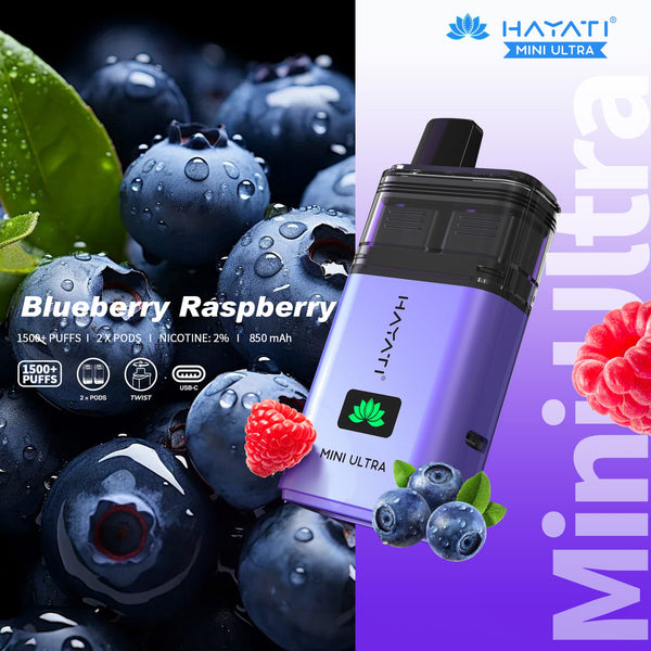 Hayati Mini Ultra 1500 Disposable Vape Box of 5 - Blueberry Raspberry