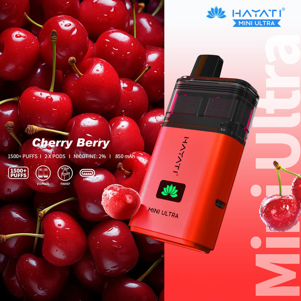 Hayati Mini Ultra 1500 Disposable Vape Box of 5 - Cherry Berry