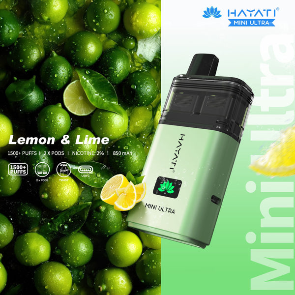 Hayati Mini Ultra 1500 Disposable Vape Box of 5 - Lemon & Lime
