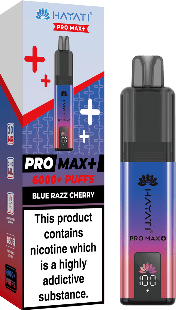 Hayati Pro Max+ 6000 Vape Kit Box of 10 - Blue Razz Cherry