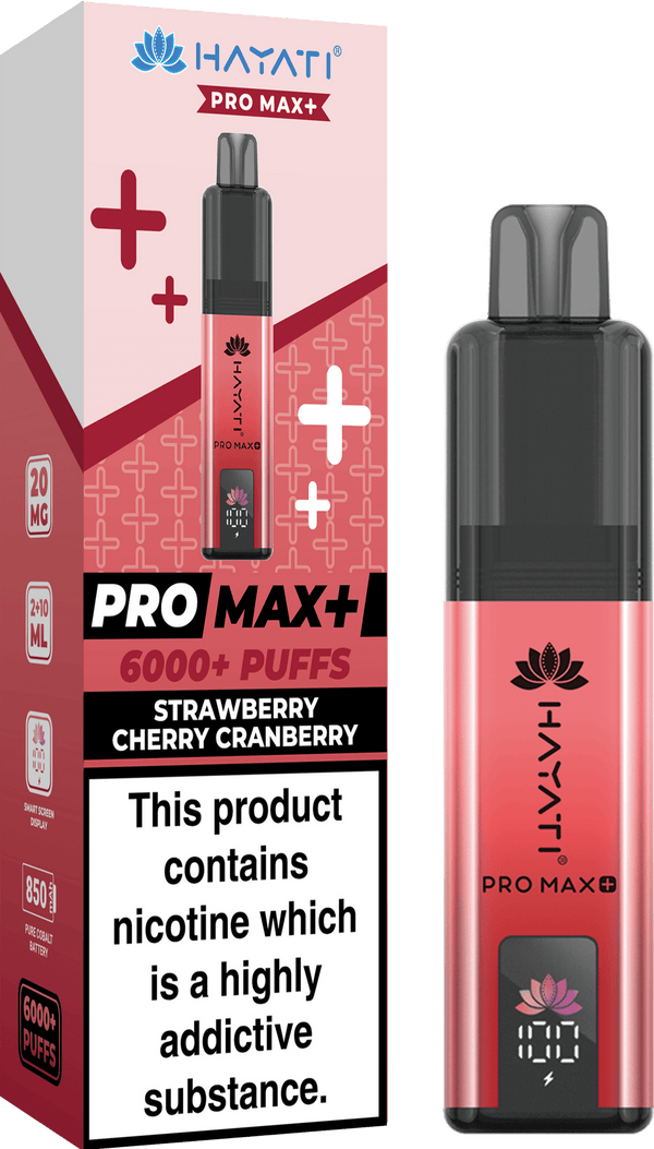 Hayati Pro Max+ 6000 Vape Kit Box of 5 - Strawberry Cherry Cranberry