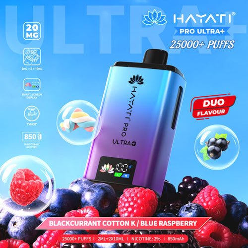 Hayati Pro Ultra Plus 25k Prefilled Pod Kit - Box of 5 in Blue Raspberry Flavour at Vapersnest Wholesale