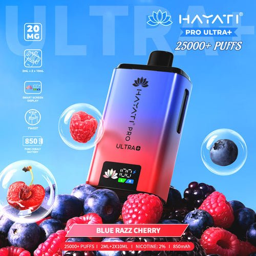 Hayati Pro Ultra Plus 25k Prefilled Pod Kit - Box of 5 in Blue Razz Cherry Flavour at Vapersnest Wholesale