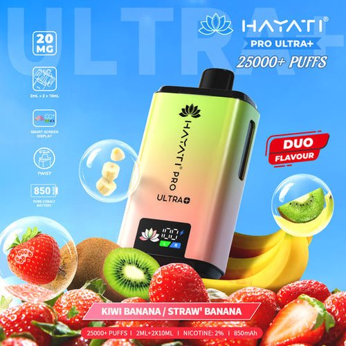 Hayati Pro Ultra Plus 25k Prefilled Pod Kit - Box of 5 in Kiwi Banana Flavour at Vapersnest Wholesale