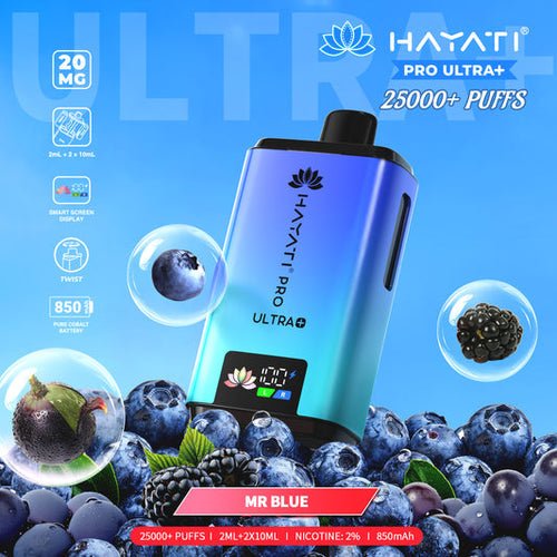 Hayati Pro Ultra Plus 25k Prefilled Pod Kit - Box of 5 in Mr Blue Flavour at Vapersnest Wholesale