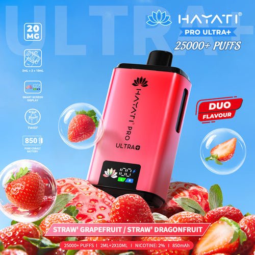 Hayati Pro Ultra Plus 25k Prefilled Pod Kit - Box of 5 in Strawgrape Fruit Flavour at Vapersnest Wholesale
