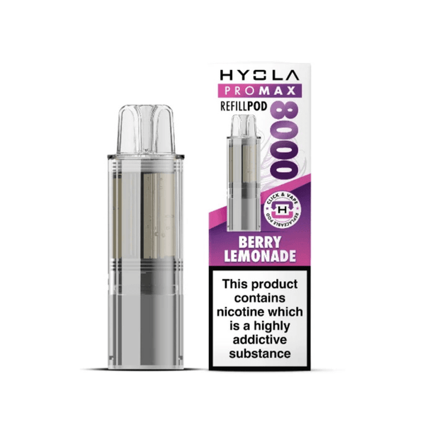 Hyola Pro Max 8000 Prefilled Replacement Pod Box of 5 available in Berry Lemonade Flavour at Vapernest Wholesale
