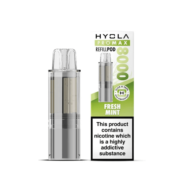 Hyola Pro Max 8000 Prefilled Replacement Pod Box of 5 available in Fresh Mint Flavour at Vapernest Wholesale