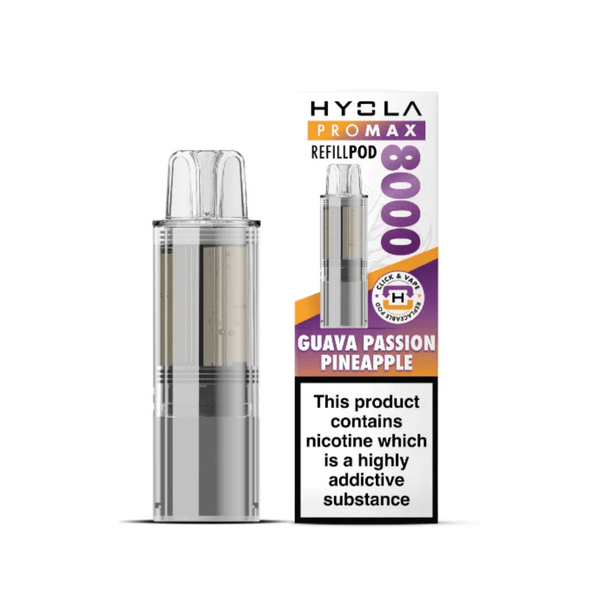 Hyola Pro Max 8000 Prefilled Replacement Pod Box of 5 available in Guava Passion Pineapple Flavour at Vapernest Wholesale