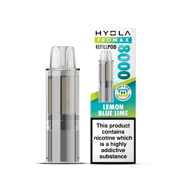 Hyola Pro Max 8000 Prefilled Replacement Pod Box of 5 available in Lemon Blue Lime Flavour at Vapernest Wholesale
