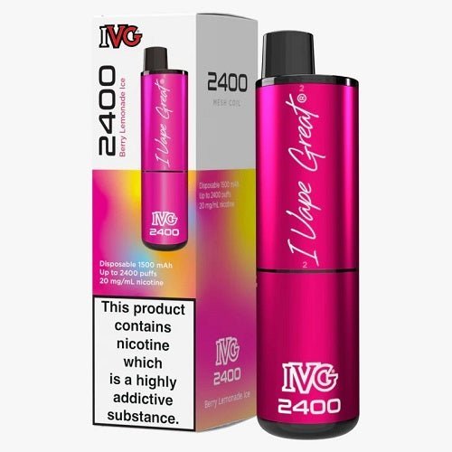 IVG 2400 Puffs 4 in 1 Prefilled Pod kit - Box of 5 in Berry Lemonade Ice Flavor Available at Vapernest Wholesale