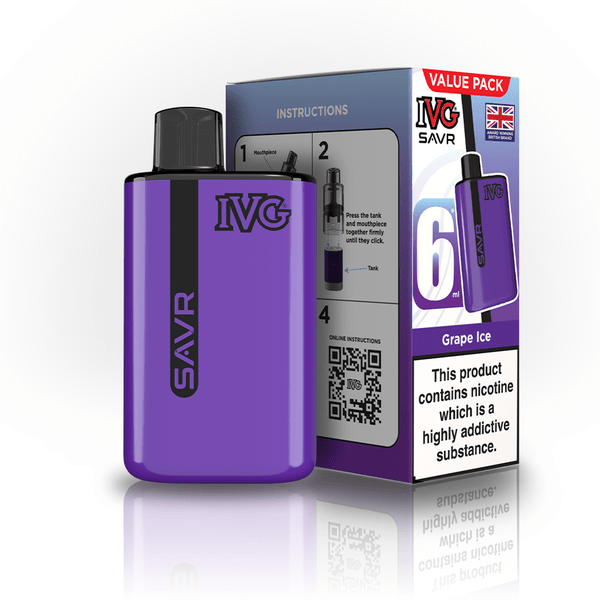 IVG SAVR 3000 Disposable Vape Box of 5 - Grape Ice