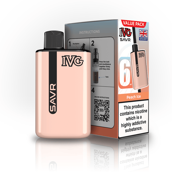 IVG SAVR 3000 Disposable Vape Box of 5 - Peach Ice