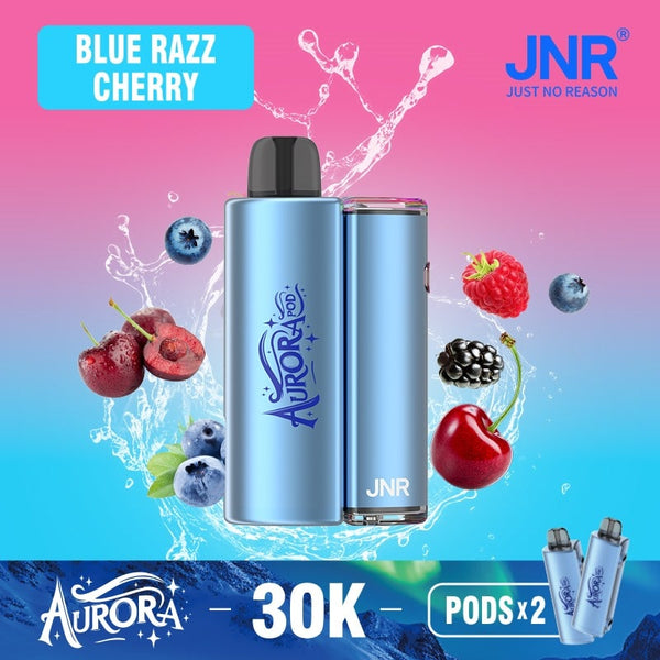 Flavour Blue Razz Cherry of JNR Aurora 30k Pod vape Kit - Box of 5 at Vapernest Wholesale