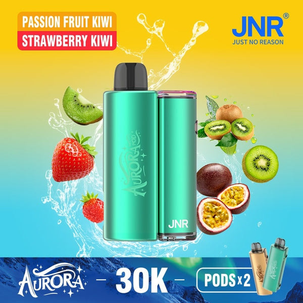Flavour Passion Fruit Kiwi & Strawberry Kiwi of JNR Aurora 30k Pod vape Kit - Box of 5 at Vapernest Wholesale