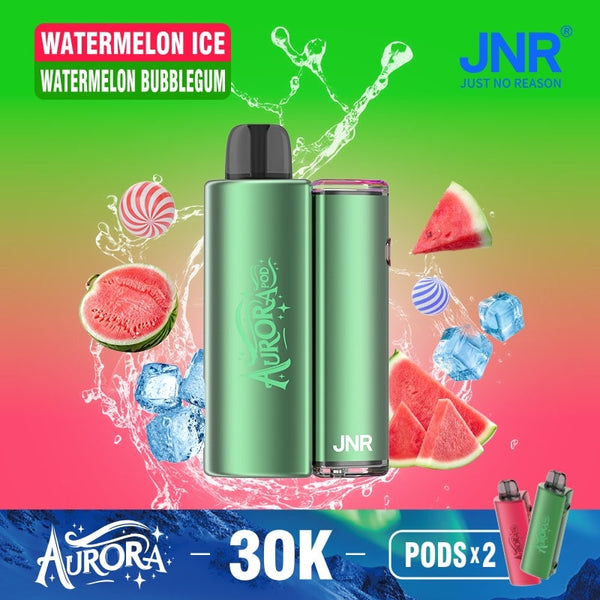 Flavour Watermelon Ice and Watermelon Bubblegum of JNR Aurora 30k Pod vape Kit - Box of 5 at Vapernest Wholesale