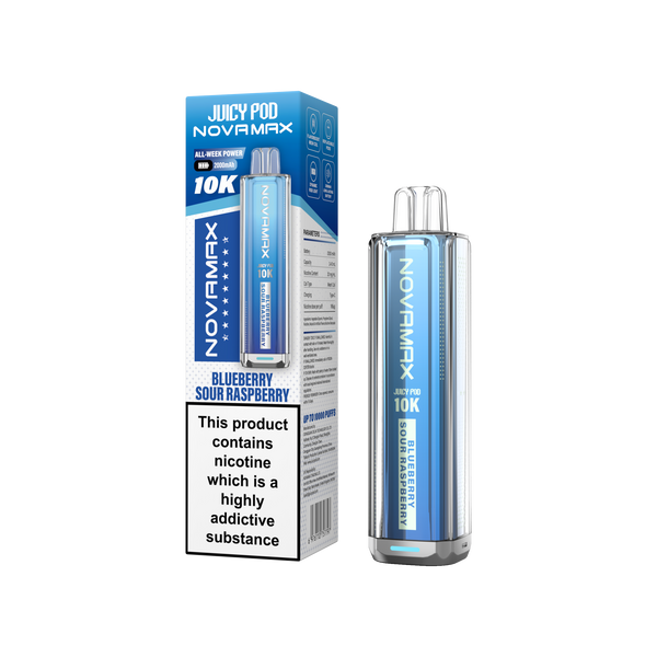 Juicy Pod Novamax 10k Prefilled Pod Vape Kit - Pack of 5 available in Blue Sour Raspberry Flavour at Vapernest Wholesale