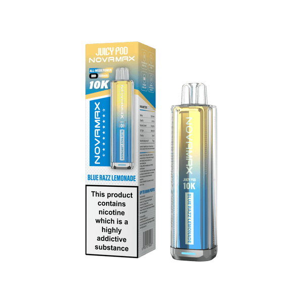 Juicy Pod Novamax 10k Prefilled Pod Vape Kit - Pack of 5 available in Blue Razz Lemonade Flavour at Vapernest Wholesale