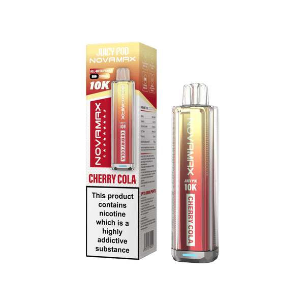 Juicy Pod Novamax 10k Prefilled Pod Vape Kit - Pack of 5 available in Cherry Cola Flavour at Vapernest Wholesale