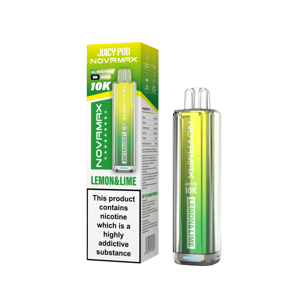 Juicy Pod Novamax 10k Prefilled Pod Vape Kit - Pack of 5 available in Lemon & Lime Flavour at Vapernest Wholesale