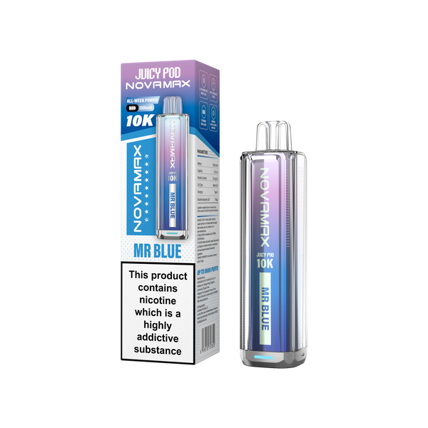 Juicy Pod Novamax 10k Prefilled Pod Vape Kit - Pack of 5 available in Mr Blue Flavour at Vapernest Wholesale