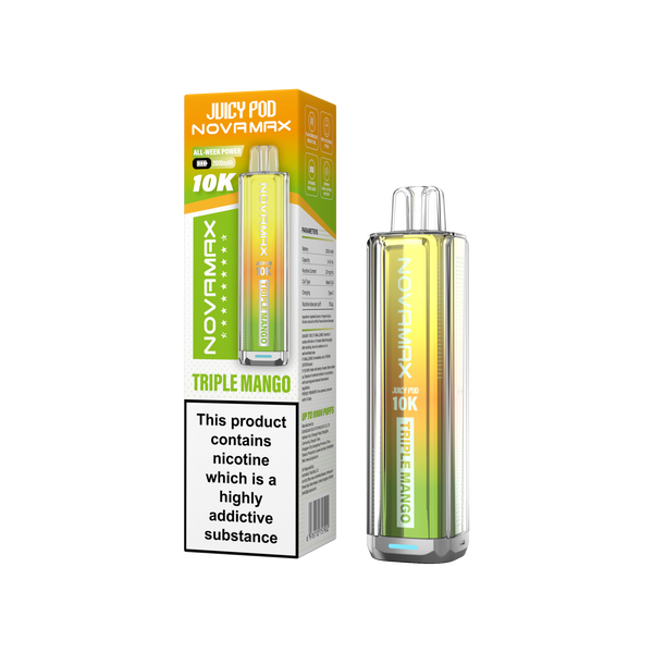 Juicy Pod Novamax 10k Prefilled Pod Vape Kit - Pack of 5 available in Triple Mango Flavour at Vapernest Wholesale