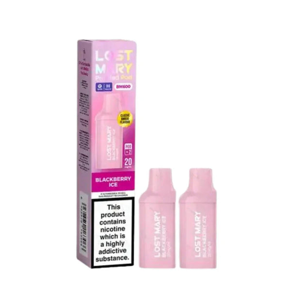 Lost Mary BM600 Prefilled Pods box of 10 in Blackberry ice Flavour at Vapernest Wholesale