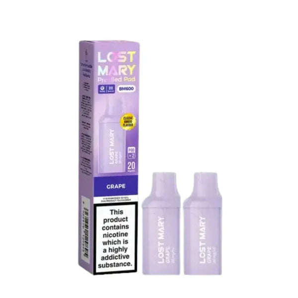 Lost Mary BM600 Prefilled Pods box of 10 in Grape Flavour at Vapernest Wholesale