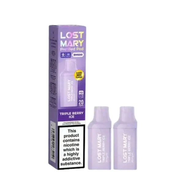 Lost Mary BM600 Prefilled Pods box of 10 in Triple Berry ice Flavour at Vapernest Wholesale