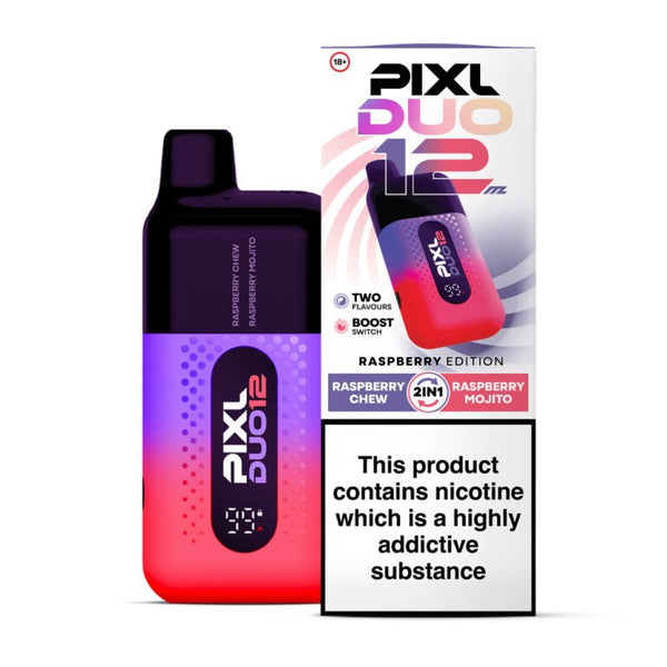 Pixl Duo 6000 Disposable Vape Box of 5 in Raspberry Chew Flavor Available at Vapernest Wholesale