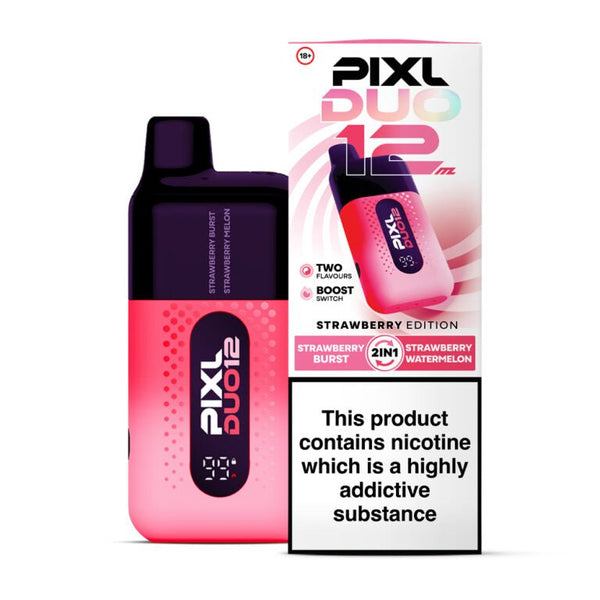 Pixl Duo 6000 Disposable Vape Box of 5 in Strawberry Burst Flavor Available at Vapernest Wholesale