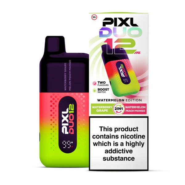 Pixl Duo 6000 Disposable Vape Box of 5 in Watermelon Grape Flavor Available at Vapernest Wholesale