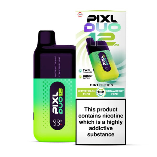 Pixl Duo 6000 Disposable Vape Box of 5 in Watermelon Mint Flavor Available at Vapernest Wholesale