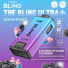 The Bling Ultra Plus 30k Prefilled Vape Pod Kit Box of 5 available in Blackcurrent Cotton Candy Blue Raspberry Flavour at Vapernest Wholesale