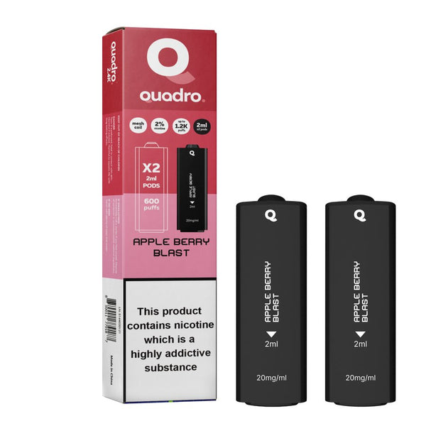 4 in 1 Quadro 2400 Puffs Replacement Pods Box of 10-Apple Berry Blast-vapeukwholesale