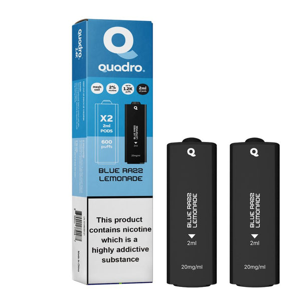 4 in 1 Quadro 2400 Puffs Replacement Pods Box of 10-Blue Razz Lemonade-vapeukwholesale