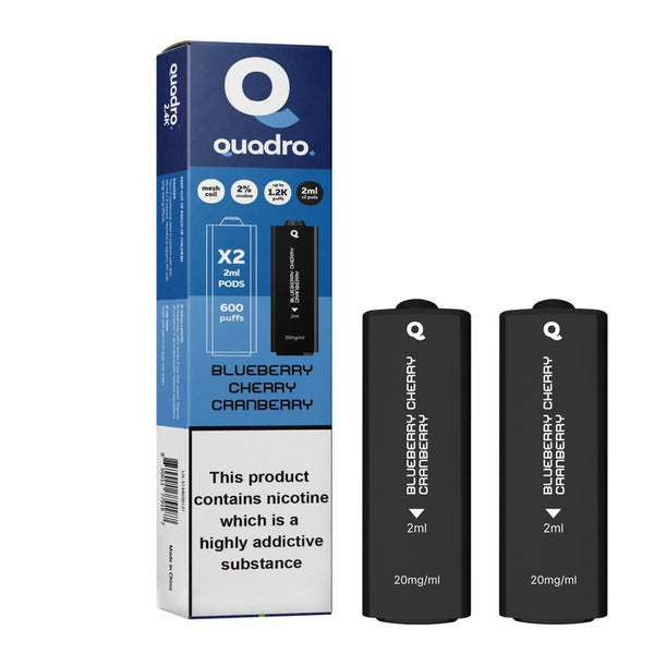 4 in 1 Quadro 2400 Puffs Replacement Pods Box of 10-Blueberry Cherry Cranberry-vapeukwholesale
