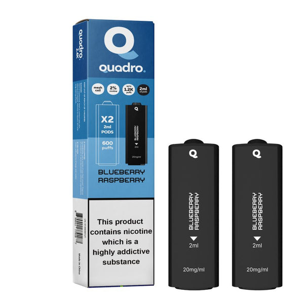 4 in 1 Quadro 2400 Puffs Replacement Pods Box of 10-Blueberry Raspberry-vapeukwholesale