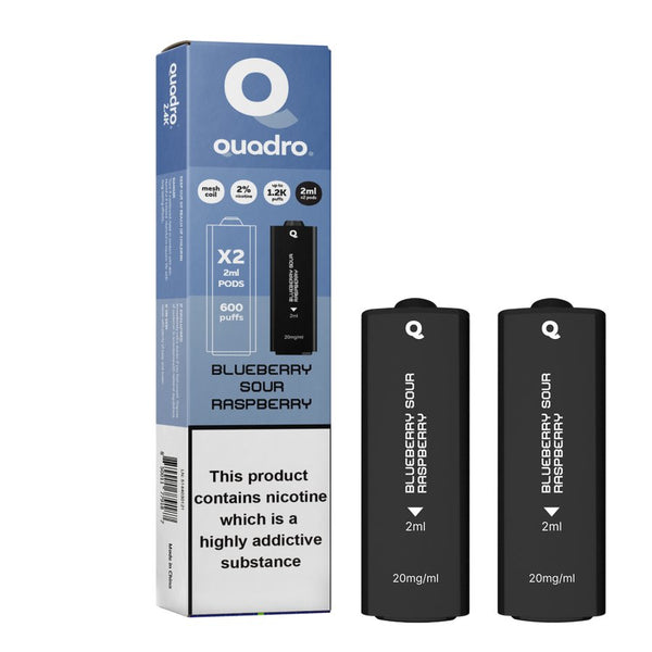 4 in 1 Quadro 2400 Puffs Replacement Pods Box of 10-Blueberry Sour Raspberry-vapeukwholesale