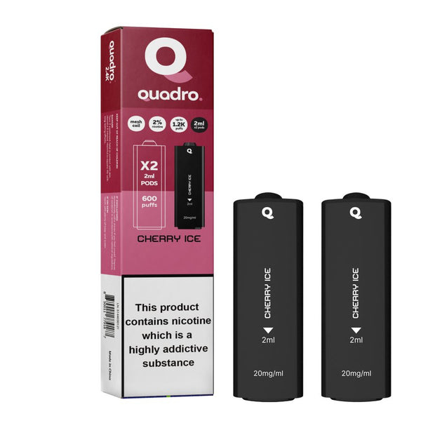 4 in 1 Quadro 2400 Puffs Replacement Pods Box of 10-Cherry Ice-vapeukwholesale