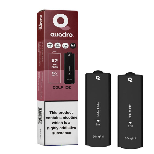 4 in 1 Quadro 2400 Puffs Replacement Pods Box of 10-Cola Ice-vapeukwholesale