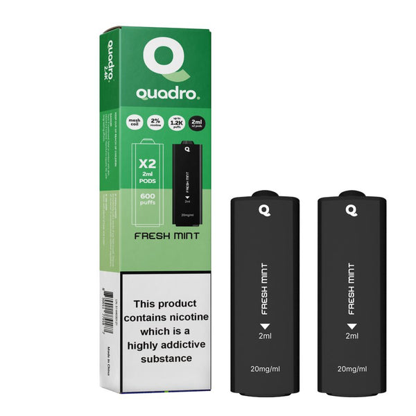 4 in 1 Quadro 2400 Puffs Replacement Pods Box of 10-Fresh Mint-vapeukwholesale