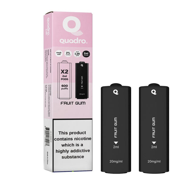 4 in 1 Quadro 2400 Puffs Replacement Pods Box of 10-Fruit Gum-vapeukwholesale