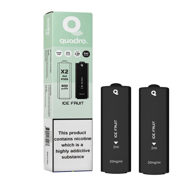 4 in 1 Quadro 2400 Puffs Replacement Pods Box of 10-Ice Fruit-vapeukwholesale