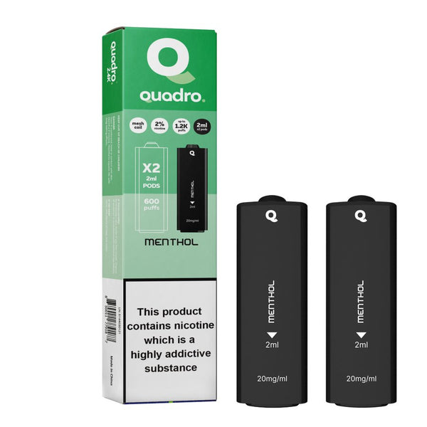 4 in 1 Quadro 2400 Puffs Replacement Pods Box of 10-Menthol-vapeukwholesale