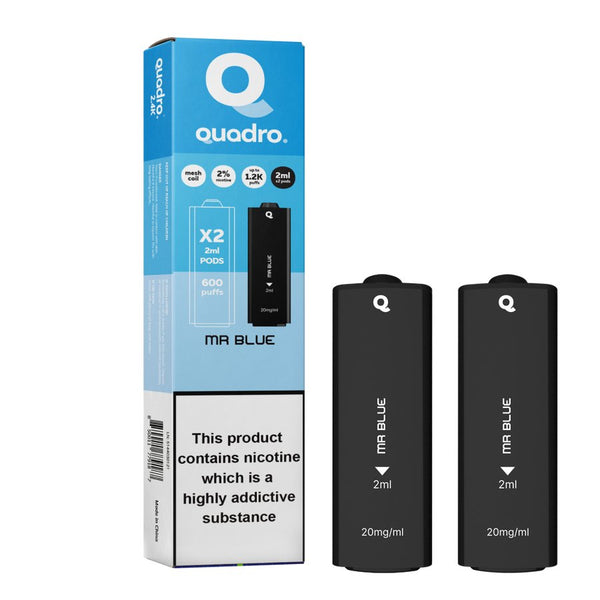 4 in 1 Quadro 2400 Puffs Replacement Pods Box of 10-Mr Blue-vapeukwholesale