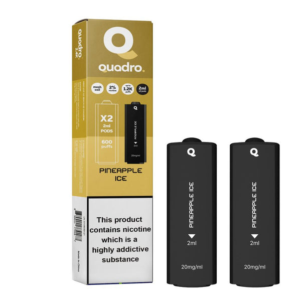4 in 1 Quadro 2400 Puffs Replacement Pods Box of 10-Pineapple Ice-vapeukwholesale