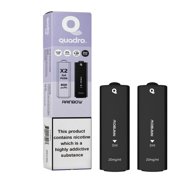 4 in 1 Quadro 2400 Puffs Replacement Pods Box of 10-Rainbow-vapeukwholesale