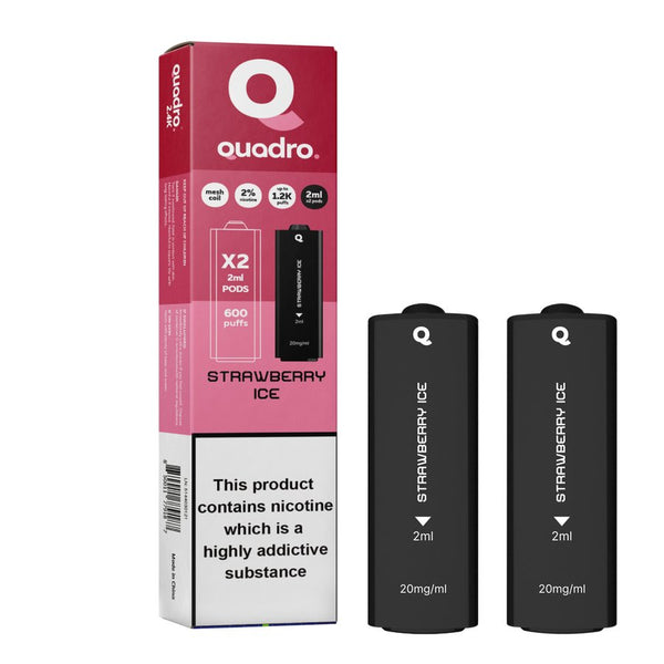 4 in 1 Quadro 2400 Puffs Replacement Pods Box of 10-Strawberry Ice-vapeukwholesale